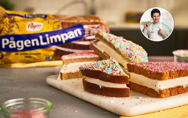 Barnslig god is-smørbrød med kremost og strøssel - Oppskrifter - Filip Poon | Pågen